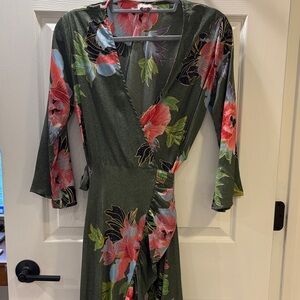 Vienna Floral Wrap Dress in Green